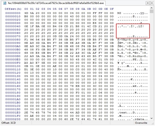 Strings removed from header of decrypted LV binary.